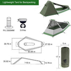 Geertop Lightweight 1 Person Bivy Tent For Camping 3 Season Waterproof Single Person Camp Tent For Backpacking Hiking Travel Out