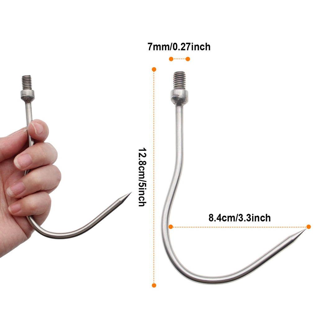 Fregito Fishing Harpoon, Stainless Steel Barbed Spear With Aluminum Alloy Rod Gig Gaff, 8Mm Screw For Outdoor Landing Large Fish