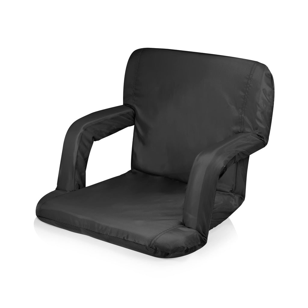 Oniva - A Picnic Time Brand Ventura Reclining Stadium Seat With Back Support - Bleacher Seat - Beach Floor Chair, (Black)