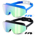 Mambaout Kids Swim Goggles For Age 6-12, 2-Pack Frameless Kids Goggles For Swimming, Anti-Fog, Waterproof, Boys & Girls