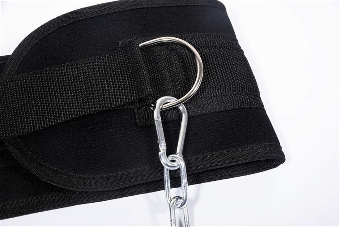 Hemeraphit Pull-Up Belt Weighted Dip Belt With Chain Double D-Ring Weightlifting Back Support Strap Home Gym Equipment Waist Bel