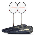 LiNing Xp60Iv Aluminum Strung Badminton Racket (2 X Rackets + 2 X Full Covers, Black/Pink)