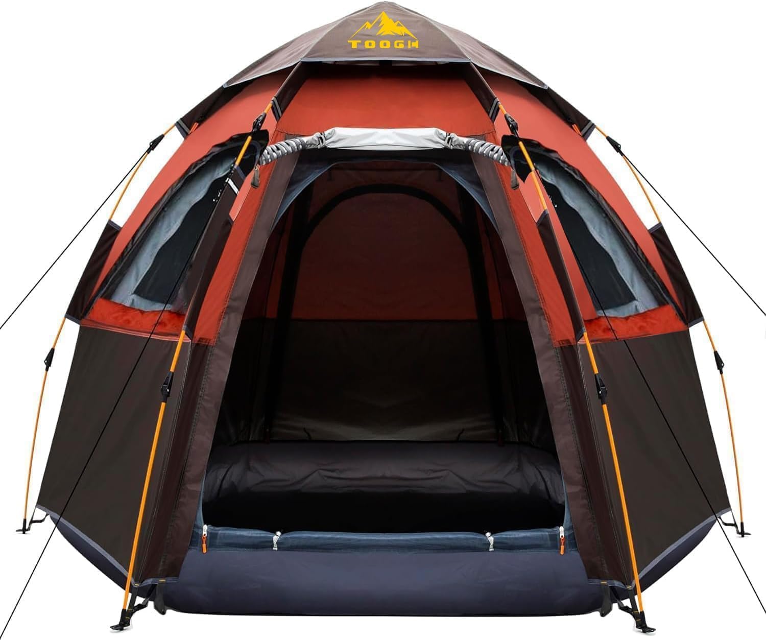Toogh 2/3 Person Hexagon Instant Pop Up Tent for Camping, Waterproof with Rainfly, Double Layer & Fully Openable Windows for Max
