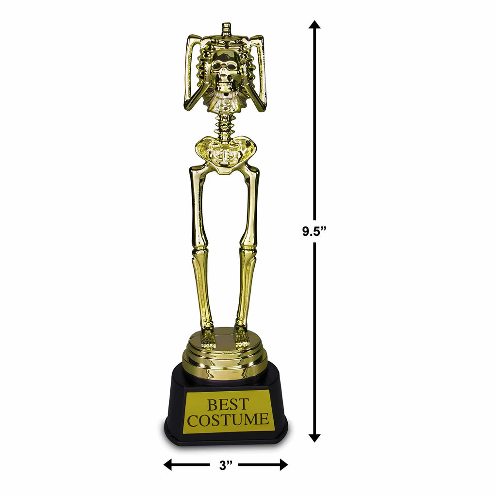 Amscan Ultimate Gold Best Costume Skeleton Plastic Trophy - 9.5''X3'', 1 Count - Durable & Unique Design - Perfect For Awarding,