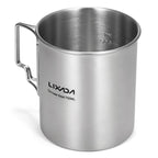 Lixada 750Ml Camping Cup Pot Cup Stainless Steel Water Cup Mug With Foldable Spoon For Outdoor Camping Hiking Backpacking
