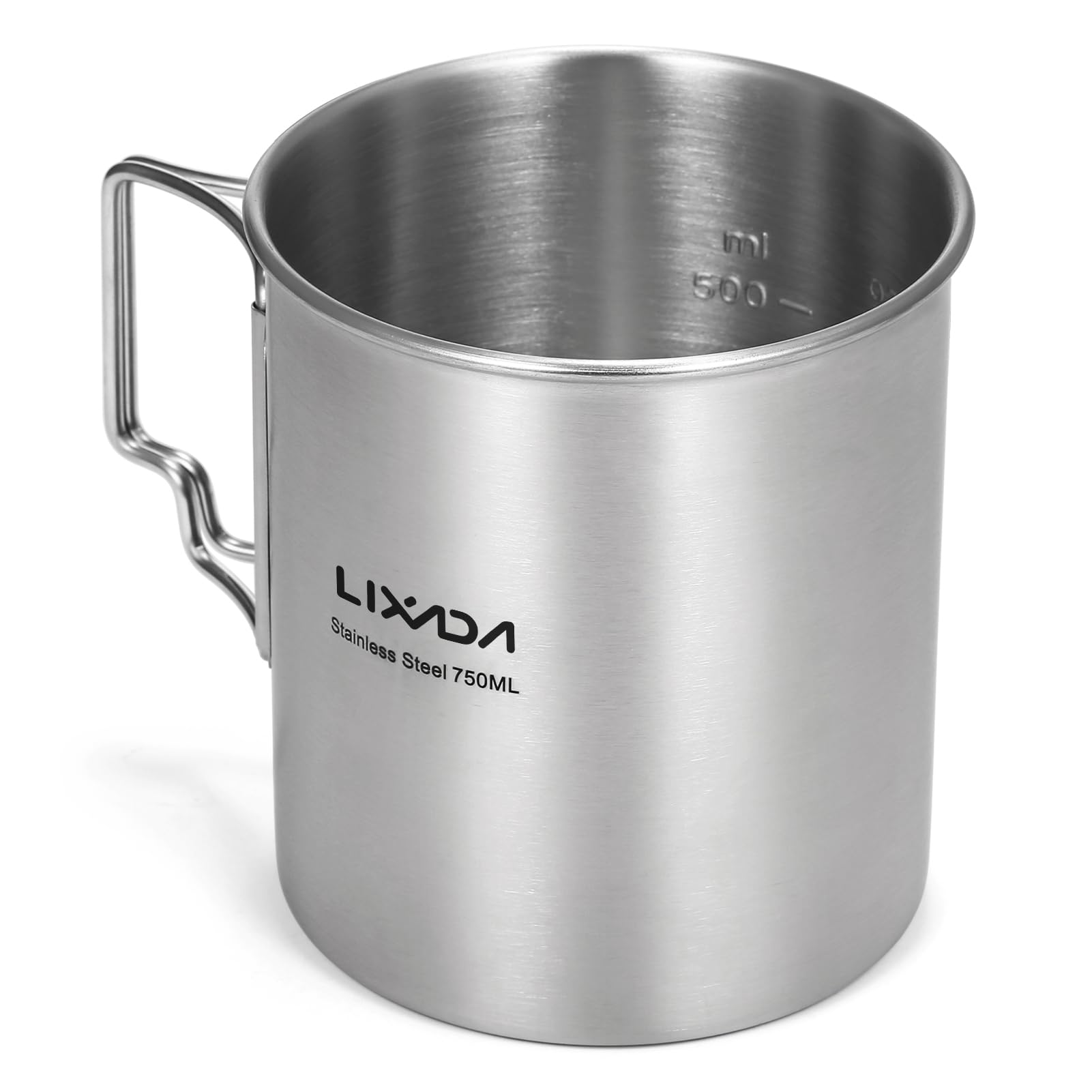 Lixada 750Ml Camping Cup Pot Cup Stainless Steel Water Cup Mug With Foldable Spoon For Outdoor Camping Hiking Backpacking