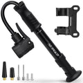 NUWAB Mini Bike Pump with Gauge, 10 Inch Portable Hand Bicycle Pump, 100PSI, Support Shrader and Presta, Fast Air Out Ball Pump,