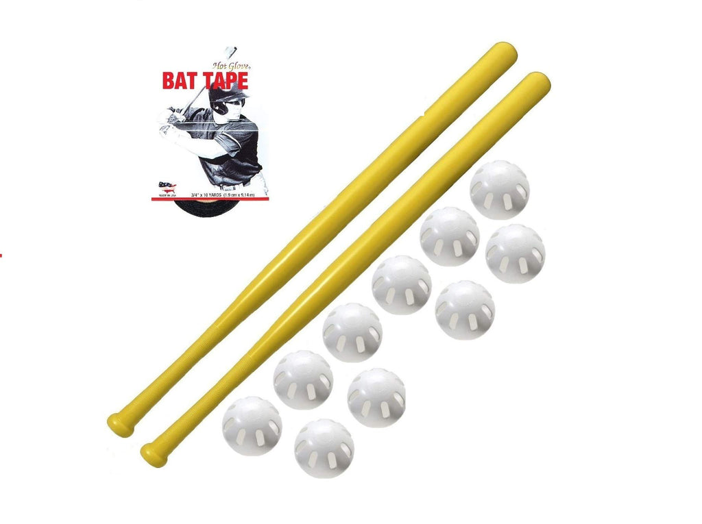 Wiffle Ball And Bat Combo Set, 10 Wiffle Balls Baseballs, 2 Bats, 1 Roll Bat Tape, And Pitching Guide