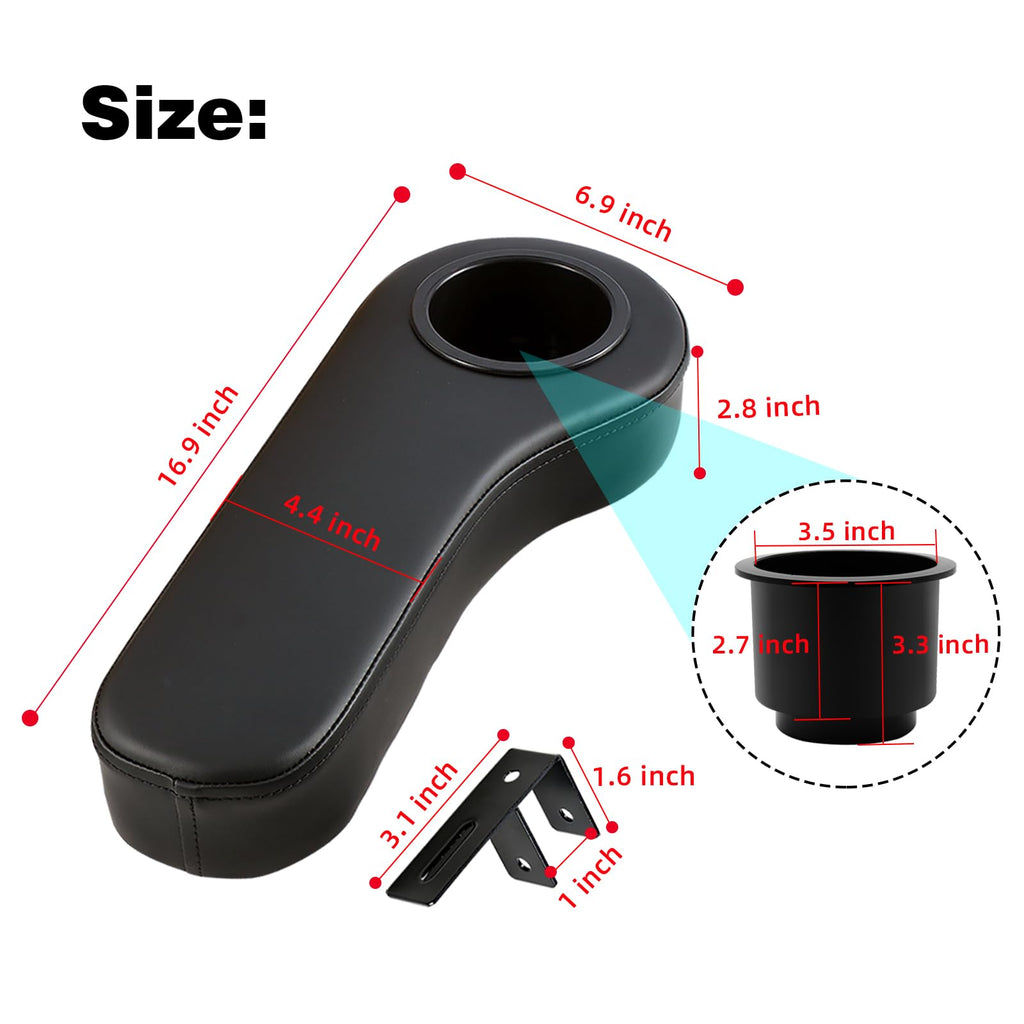 Roykaw Golf Cart Armrest With Cup Holder Compatible With Ezgo Club Car Yamaha - Upgrade Support Frame/No Drilling Required - Jus