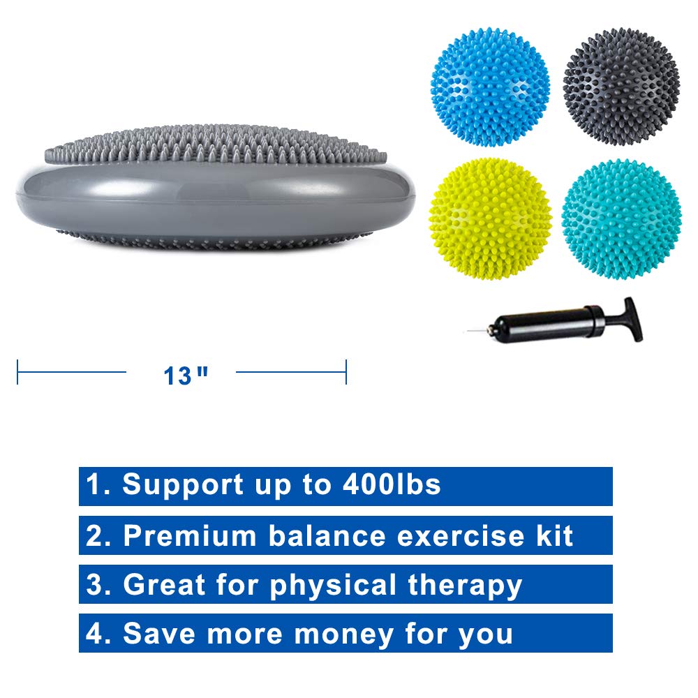 Strongtek Hedgehog Balance Pods With Hand Pump, Stability Balance Trainer Dots Plus Large Balance Pad, Core Body Balancing, Infl