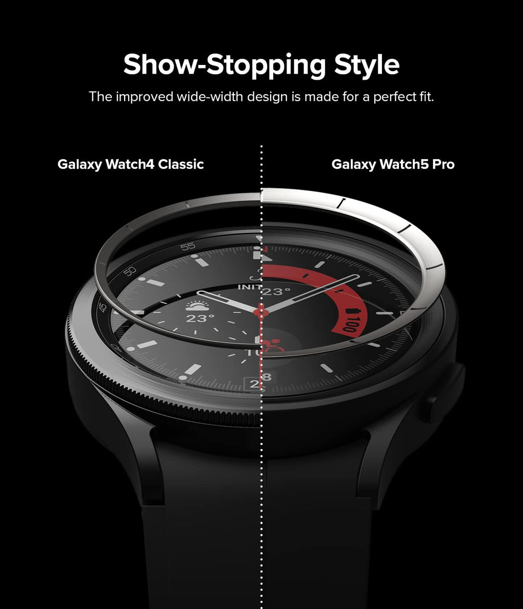 Ringke Inner Bezel Styling Stylish Stainless Steel Frame] Compatible With Samsung Galaxy Watch 5 Pro Case, Anti Scratch Protecto