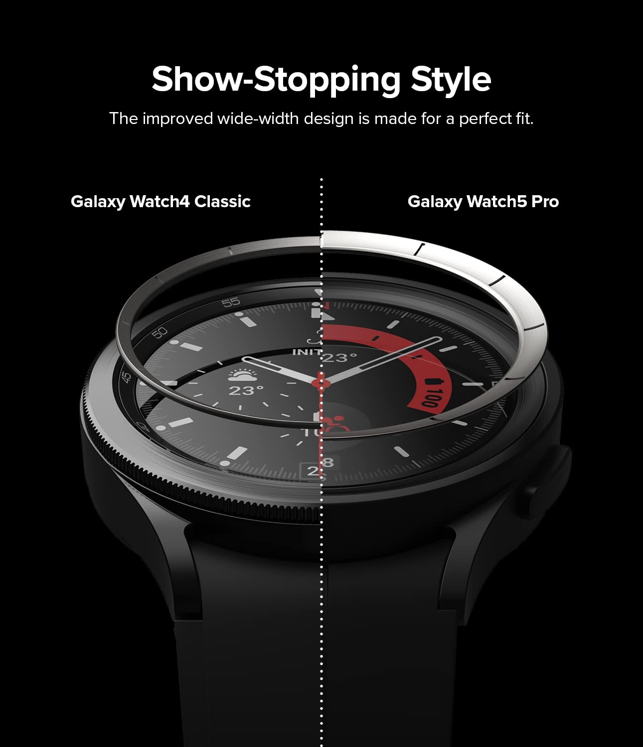 Ringke Inner Bezel Styling Stylish Stainless Steel Frame] Compatible With Samsung Galaxy Watch 5 Pro Case, Anti Scratch Protecto