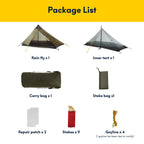 Lanshan Ultralight Tent 3-Season Waterproof Backpacking Tent For 1-Person Camping, Trekking, Climbing, Hiking, 1 Person, Khaki