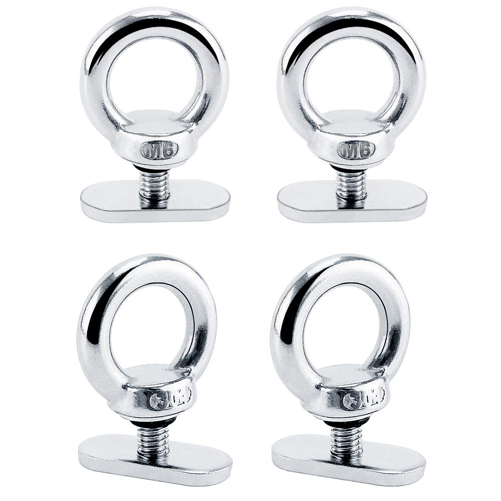 4 Pack 316 Ss Track Mount Tie Down Eyelet, Hold Bungee Cord Or Ropes Up To 0.6''