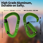 Fvw 3 Pack Heavy Duty Climbing Carabiners,25Kn Auto Locking Rock Climbing Carabiners Clips For Hammocks, Swing, Locking Dog Leas