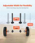 Vevor Kayak Cart, 280Lbs Load Capacity With 10 Inch Solid Tires, Heavy Duty Detachable Canoe Trolley Cart With Adjustable Width