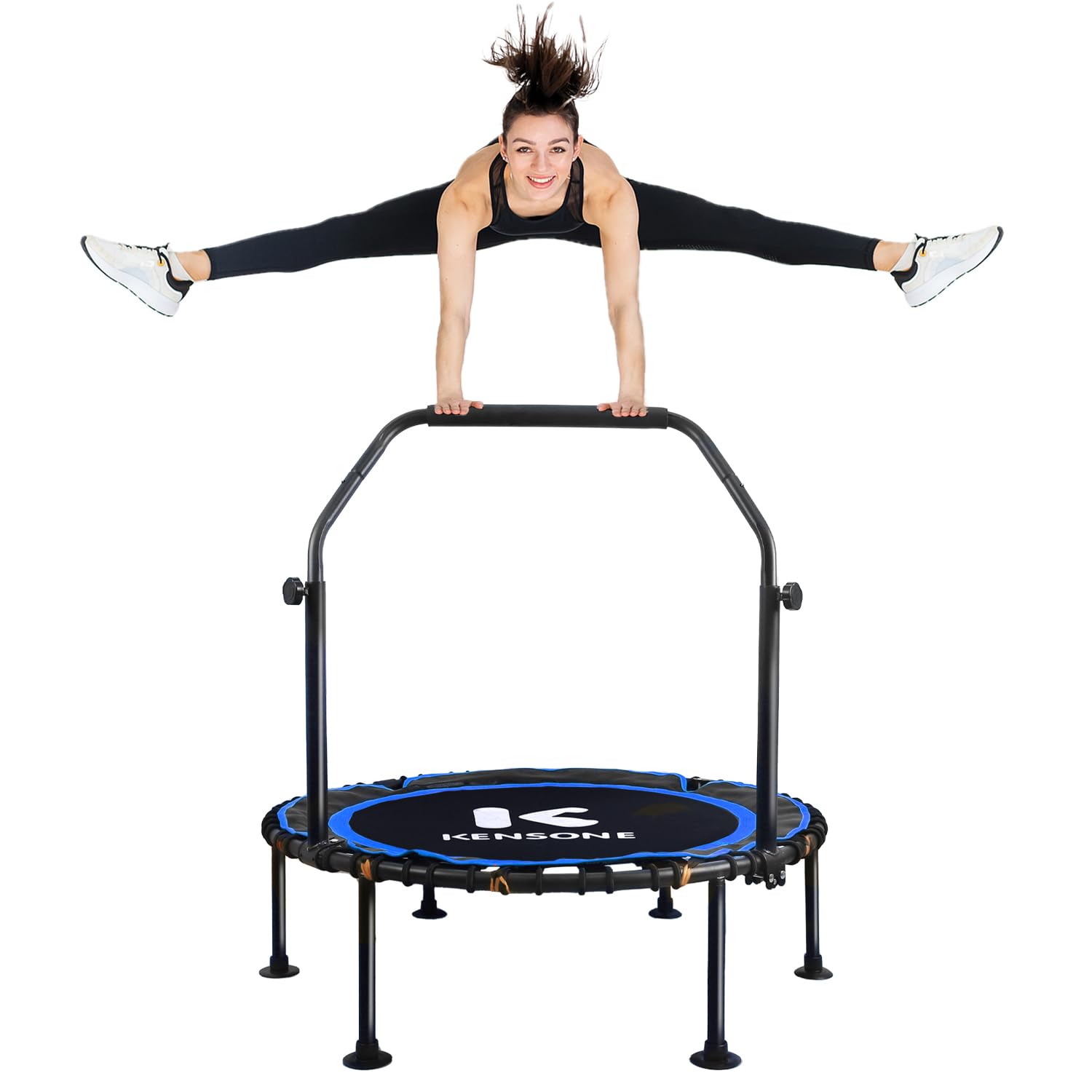 K KENSONE 40  Foldable Rebounder Trampoline for Adults with Bungee, 450 LBS Quiet Indoor Mini Trampoline for Adults Fitness with