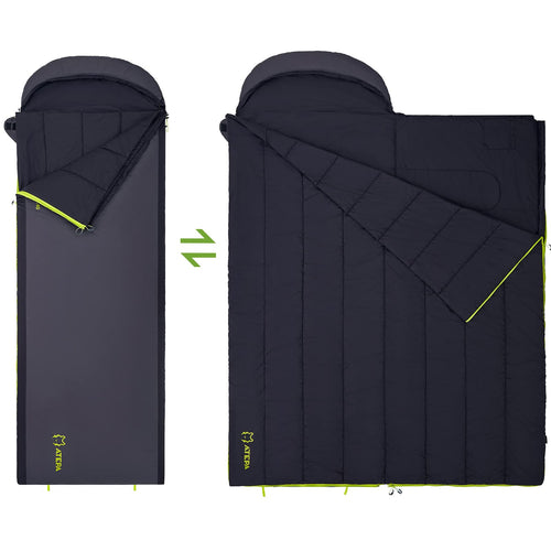 Atepa Multipurpose Down Sleeping Bag, Lightweight Travel Camping Blanket, Packable Compact Sleeping Bag/Blanket With Compression