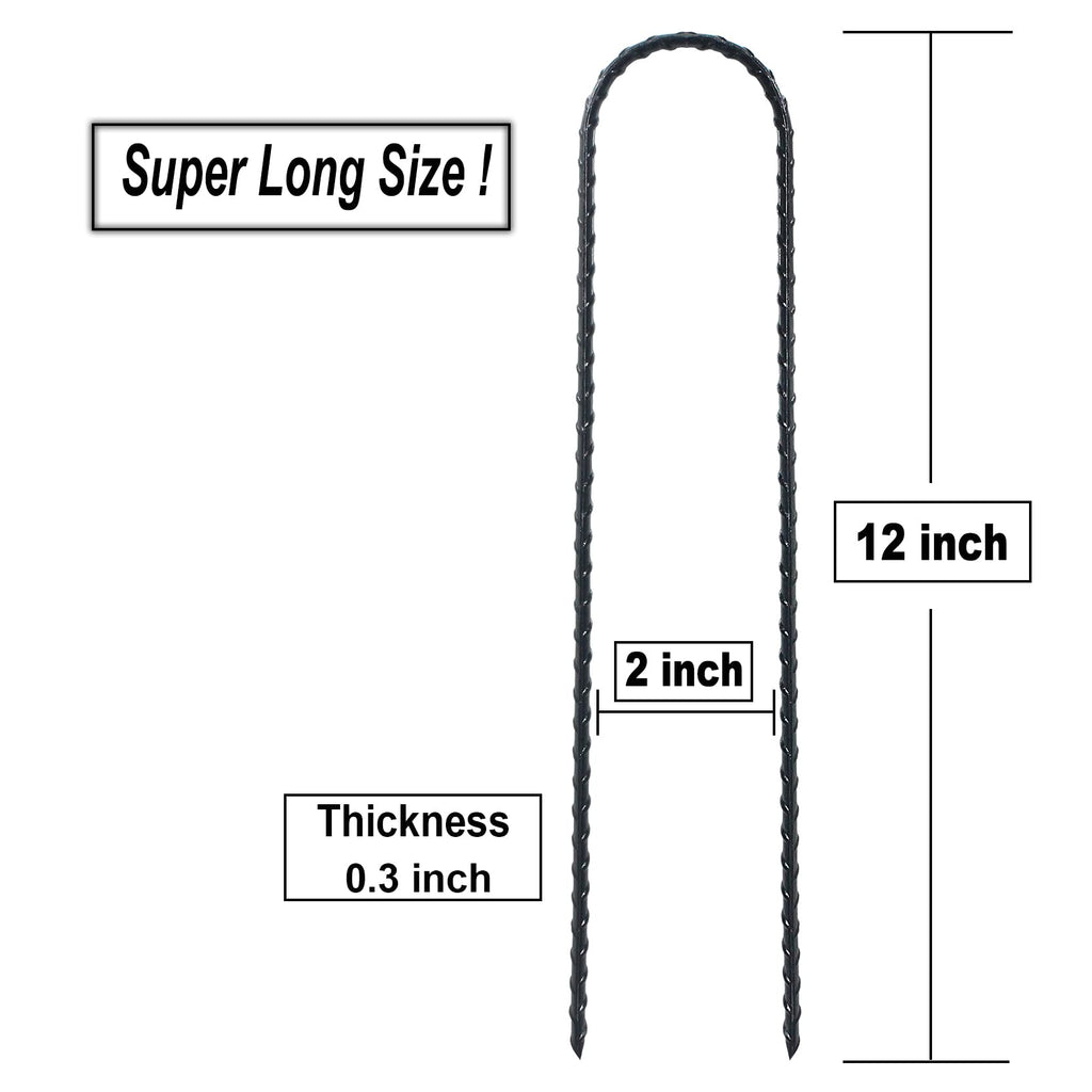 Trampolines Wind Stakes 24 Pack, 12 Inch Heavy Duty U Shaped Rebar Stake Ground Anchors Galvanized Steel Safety Trampoline Ancho
