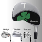 Craftsman Golf Black & Gray 11Pcs/Set (3,4,5,6,7,8,9,P,A,S,L Clover Neoprene Iron Headcover Set Covers Protector Case