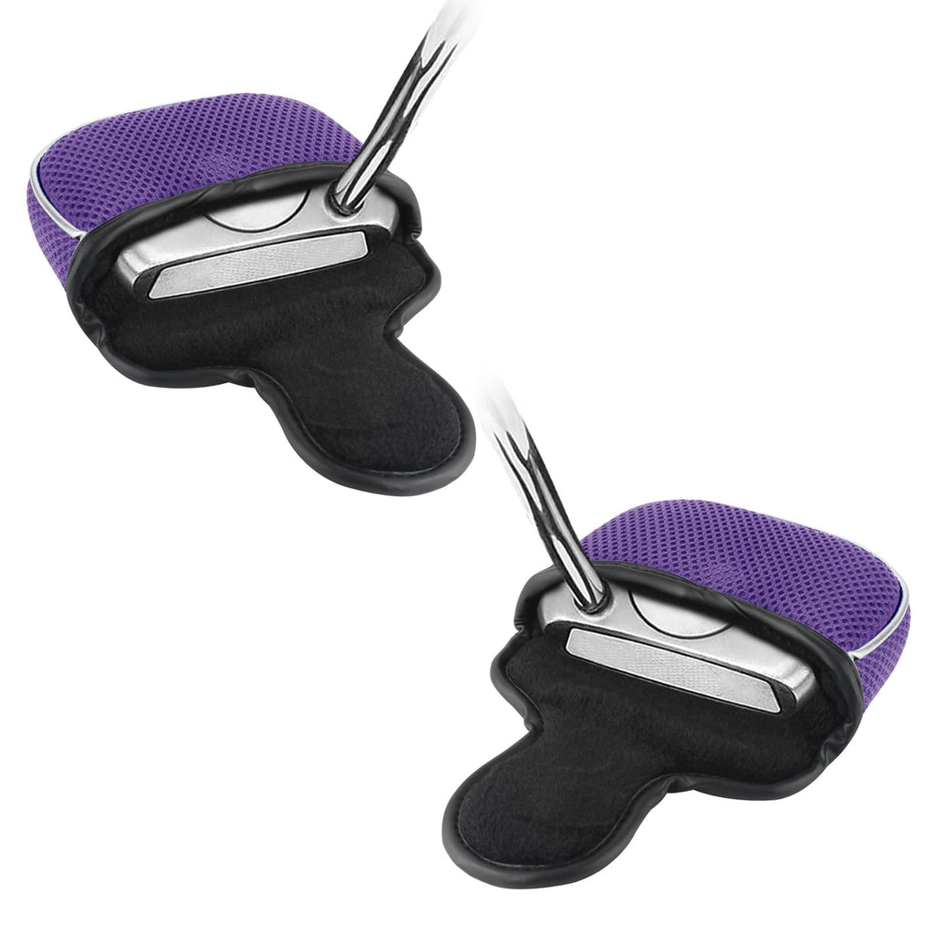 Andux Mesh Mallet Putter Cover Golf Putter Head Covers Purple, Square