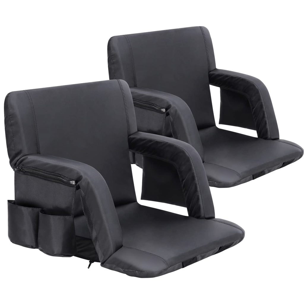 Sportneer Bleacher Chairs With Back And Cushion: 24'' Extra Wide 2.5'' Thick Comfy Cushion Stadium Seats With Armrest, 6 Adjusta