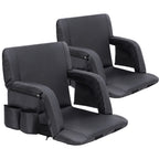 Sportneer Stadium Seats with Back Support: 2.5 Thick Comfy Cushion 6 Adjustable Angle Bleacher Seat with Armrest - 2 Large Poc