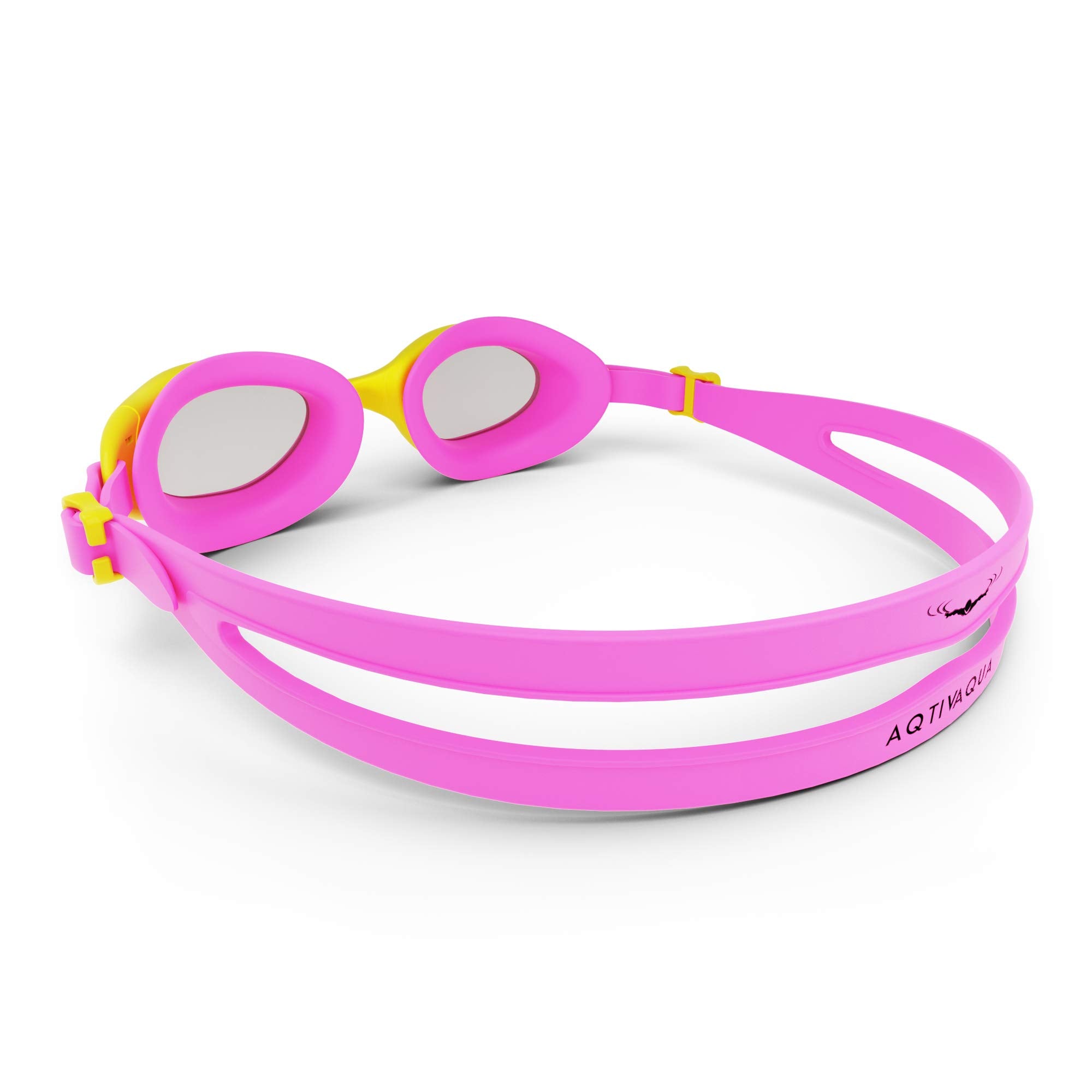 Aqtivaqua Kids Swim Goggles Swimming Goggles For Kids Youth Childrens Boys Girls (Hotpink/Yellow Colour)