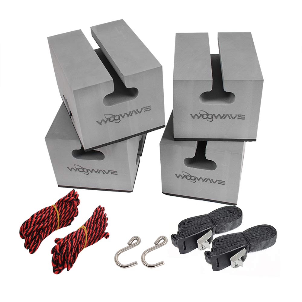 WOOWAVE Canoe Carrier Deluxe Carrier Kit Universal Soft Standard Foam Block for Roof Racks Car-Top Replacement with Tie-Downs, 6