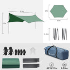 Forceatt 12X14Ft Waterproof Camping Tarp With 2 Poles, Sun Shelter For Car, Tent, Hammock In Camping, Hiking, Backpacking, Garde