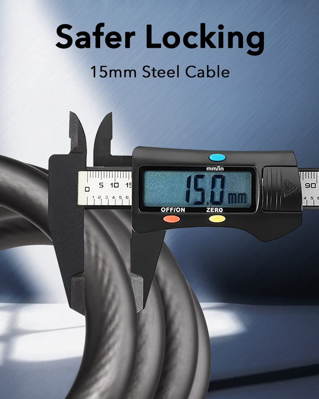 Keystp Bike Lock Cable, Up To 15Mm Thicker Steel Cable, High Security 5-Digit Resettable Combination Bicycle Lock Anti-Theft, Sc