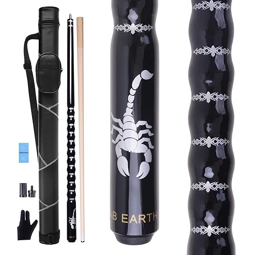 Ab Earth Ergonomic Design 13Mm Tip 58'' Maple Pool Cue Stick Kit With Hard Case (Black, 19Oz)