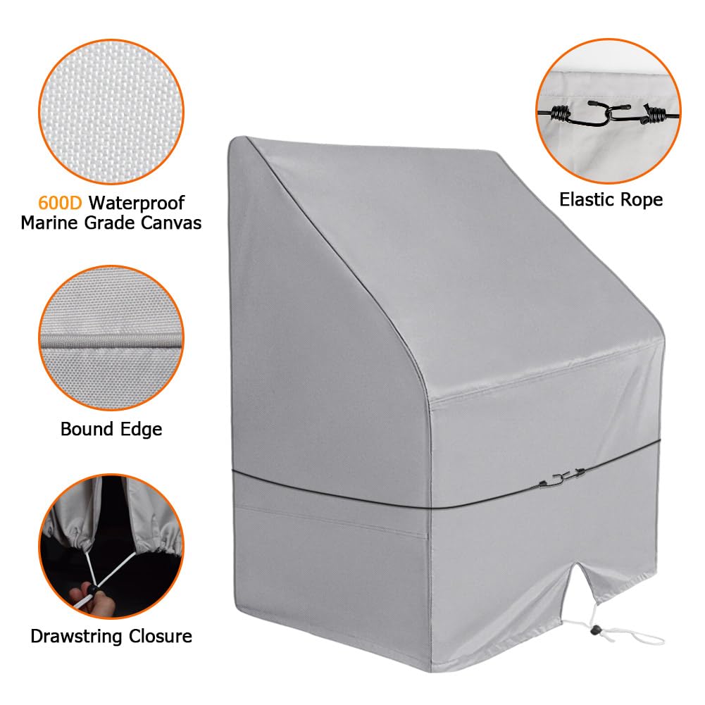 Icover Boat Center Console Cover Heavy Duty 600D Waterproof Marine Canvas For Carolina Skiff, Boston Whaler, Mako, Excel Bay Pro