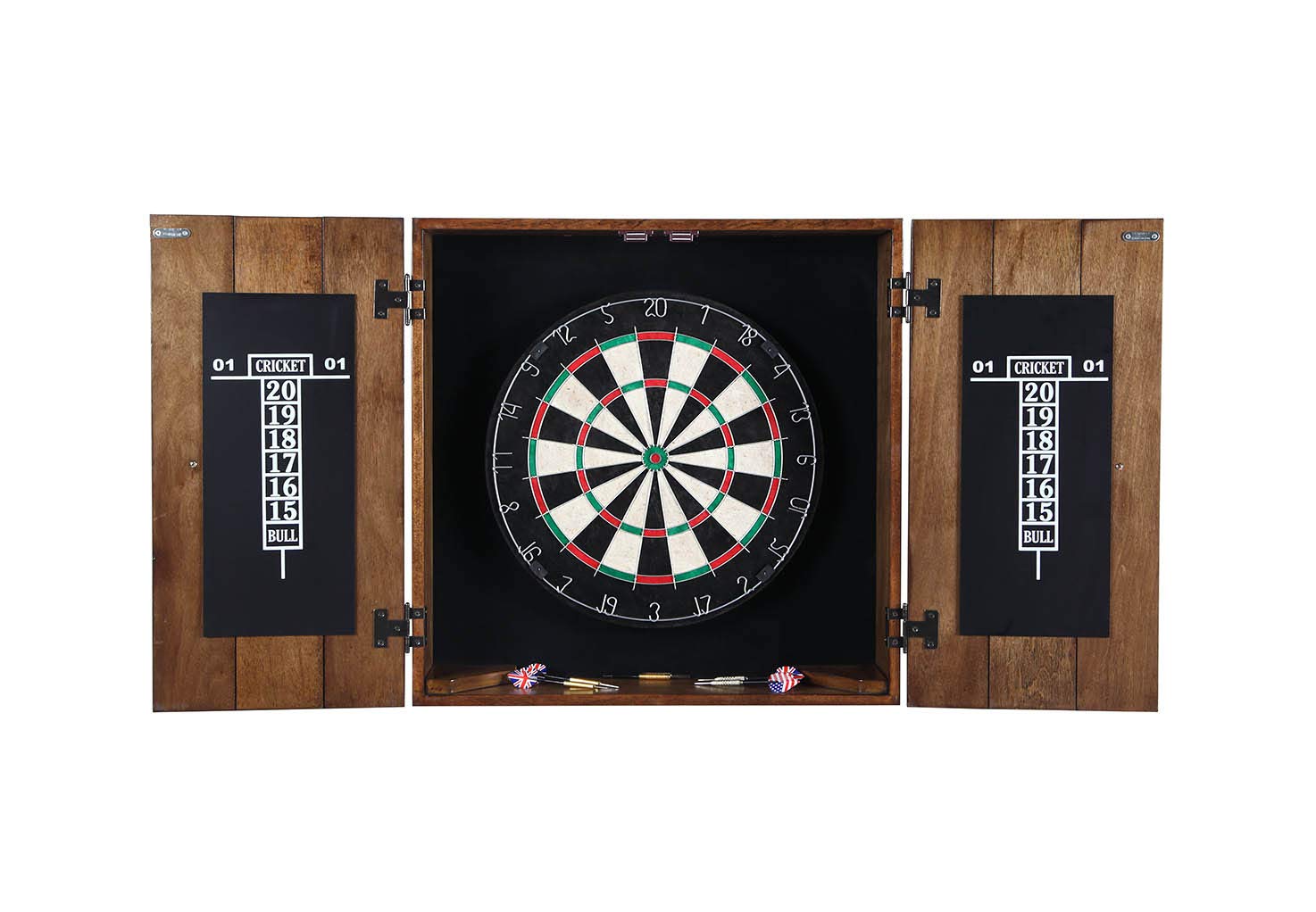 Hathaway Drifter Solid Wood Dartboard & Cabinet Set, Rustic Oak, 6'' L W X 25'' H