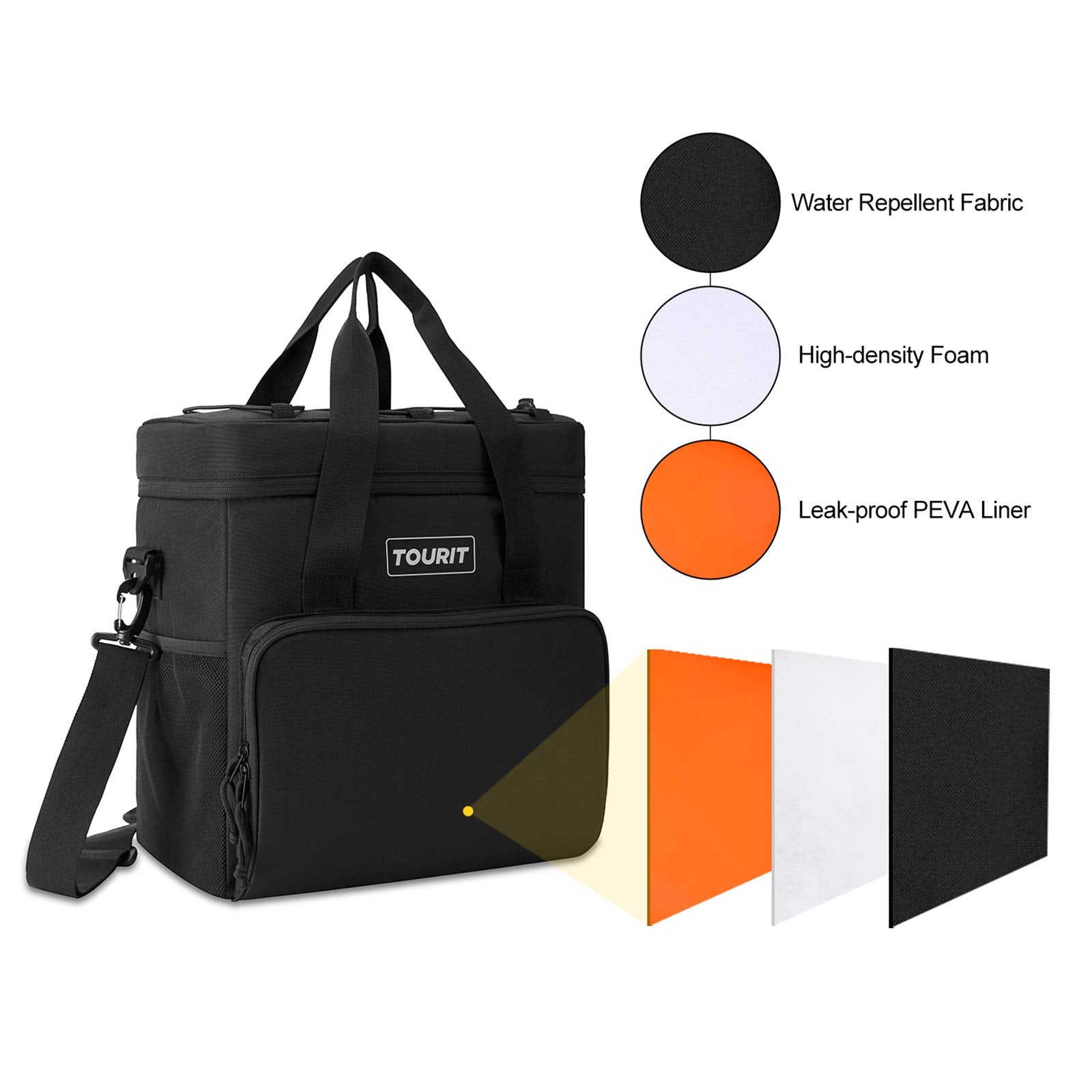 Tourit Cooler Bag 35-Can Insulated Soft Cooler Portable Cooler Bag 24L Lunch Coolers For Picnic, Beach, Work, Trip, Black