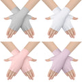 Sureio 4 Pairs Sun Protection UV Gloves for Women Fingerless Hand UV Protection Glove for Gel Manicures Summer Driving Biking(Li