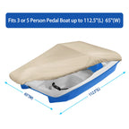 Icover Pedal Boat Cover, Fits 3 Or 5 Person Paddle Boat Water Proof Heavy Duty Boat Cover, Sand