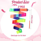 2Pcs Ribbon Wands Rainbow Dance For Kids, 78.74 Inch Rhythmic Gymnastics Ribbon Dancer Wand With Rod, Soft Rainbow Ribbon Twirli