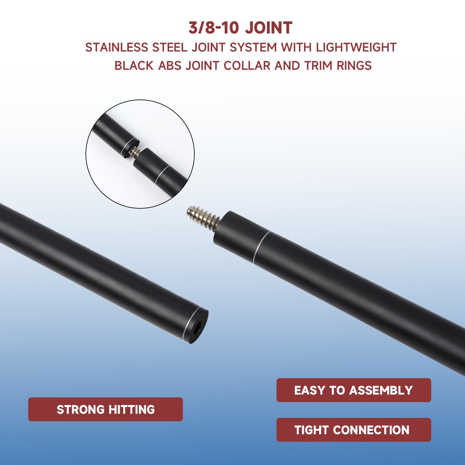 Gse 58'' 2-Piece Fiberglass Graphite Composite Billiard Pool Cue Stick (Matte Black, 20Oz)