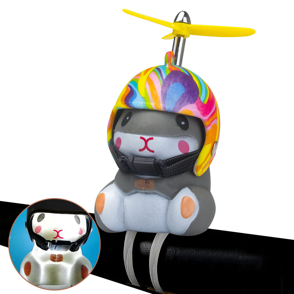 Wonuu Duck Bike Bell With Light And Helmet Cute Hamster Bicycle Horn, Dashboard Decoration Hamster Toy Motorcycle Bike Bells Rub