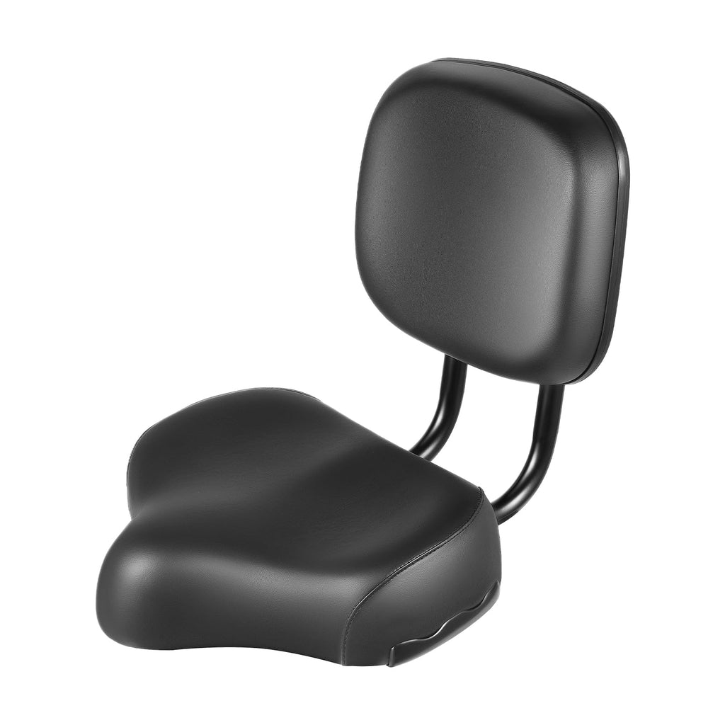 Extra Wide Bike Seat With Backrest And Comfortable Ergonomic Design For Men And Women - Adjustable Height Leather Saddle Pad For