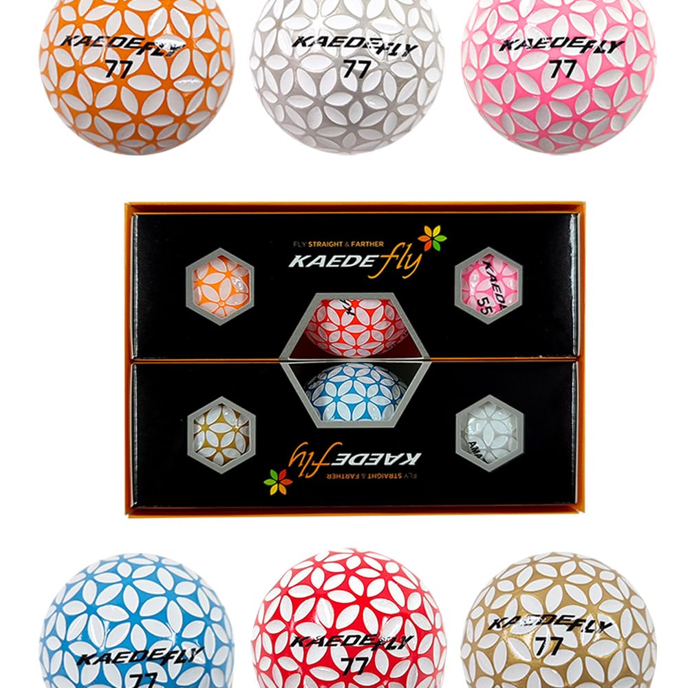 Kaede Fly Distance Golf Balls (Half Dozen) 2 Tone Colored 6 Balls