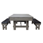 Hathaway Logan 7-Ft Pool Table Combo Set With Benches - Rustic Gray With Blue Felt, Barnwood