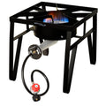Flame King Heavy Duty 200K BTU, 0-20 PSI, Propane Gas Single Burner Bayou Cooker Outdoor Stove for Home Brewing, Turkey Fry, Map