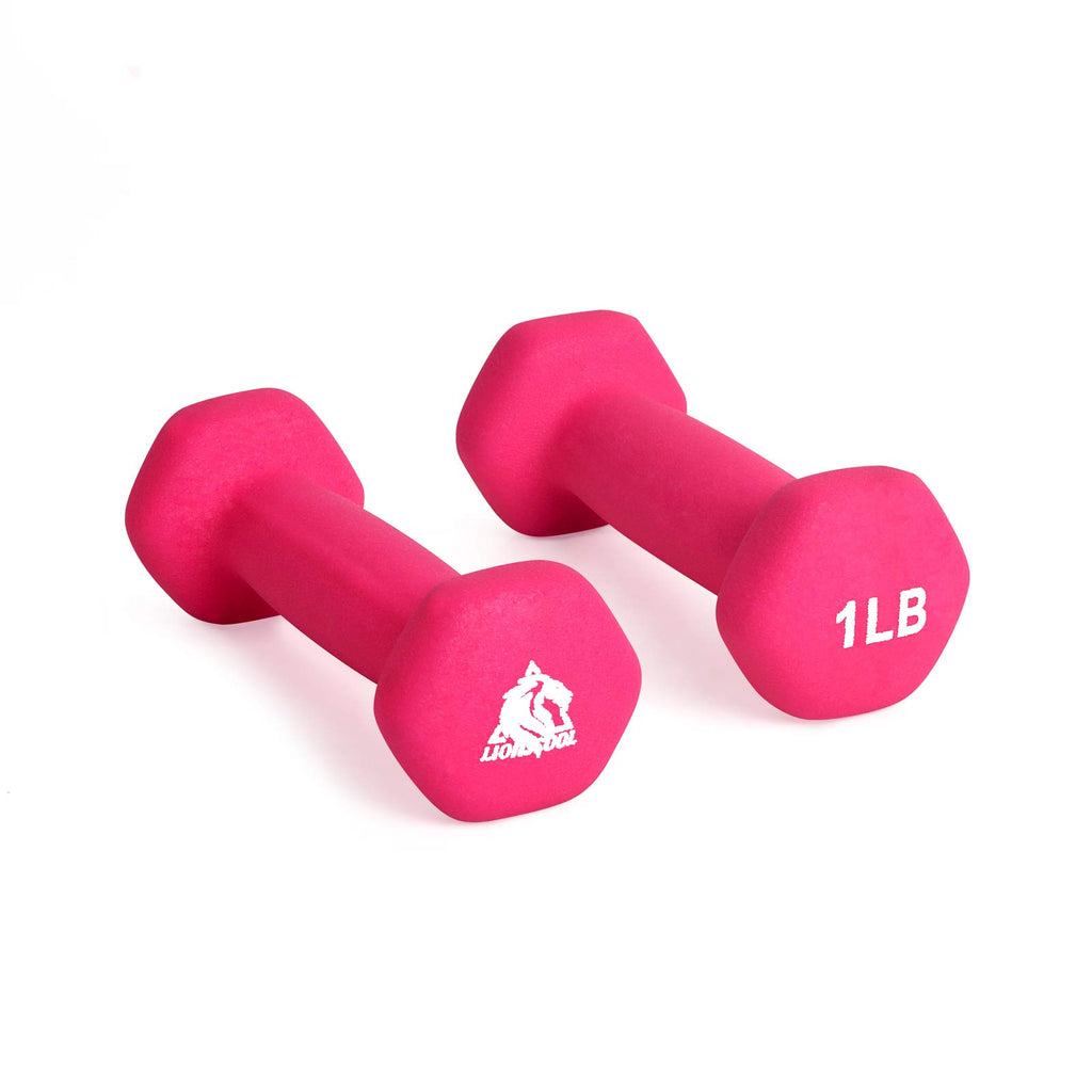 Lionscool Neoprene Coated Dumbbell Weights (Rose Pink 1Lb Pair)