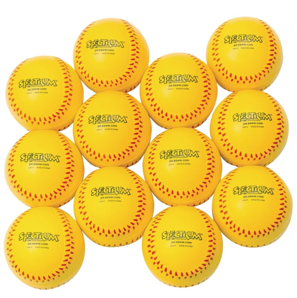 S&S Worldwide Yellow Spectrum Practice Foam Softballs Pk12