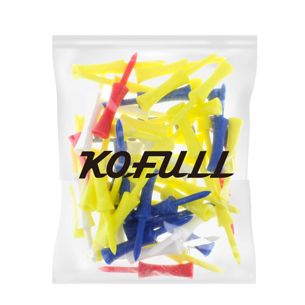 Kofull Golf Step Down Tees, 2 3/4 Golf Tees Bulk, Random Colors Consistent Tees Plastic Golf Tees - 50 Counts