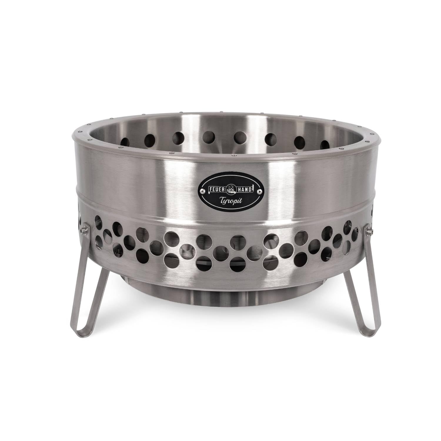 Petromax Feuerhand Tyropit Fire Bowl, Even Heat Low-Smoke Low-Soot Stainless Steel Fire Pit For Campfires, 22.4 Inch Diameter