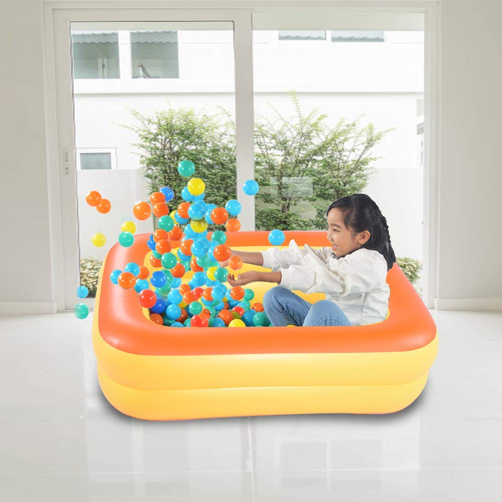 Hiwena Inflatable Kiddie Pool, 45'' X 35'' X 14'' Orange Kids Swimming Pool Summer Water Fun Bathtub With Inflatable Soft Floor