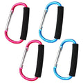 Sansheng 4 Pack Large Carabiner - 5.5'' D-Style Click And Carry Bag Carrier Stroller Hooks(Light Blue And Rose Red)